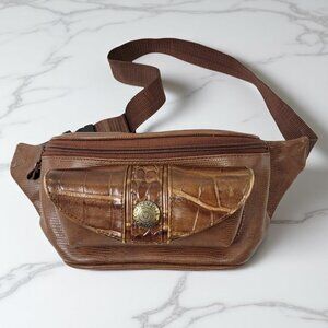 Vintage Complements Moda Brown Faux Croc Fanny Pack – Glasses Case Pocket